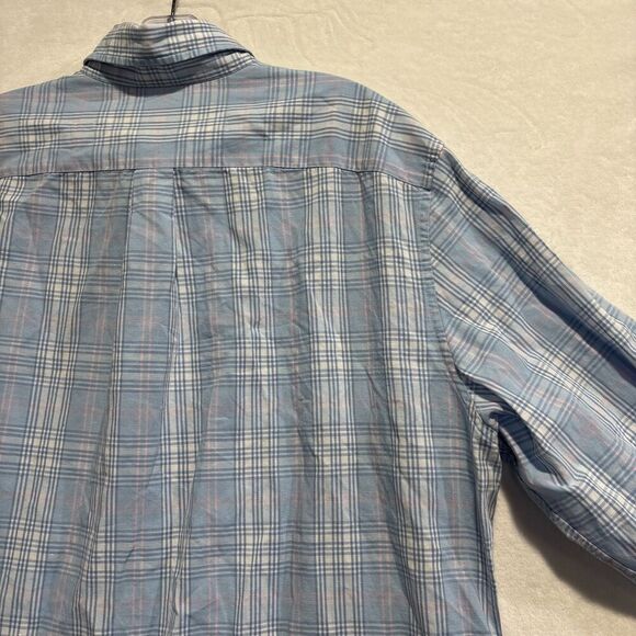 Vineyard Vines Classic Fit Murray Shirt Men's Large Linen Blend Blue Pink Plaid - Picture 12 of 16